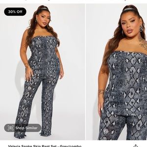 Fashion nova Valeria snake skin pant set
